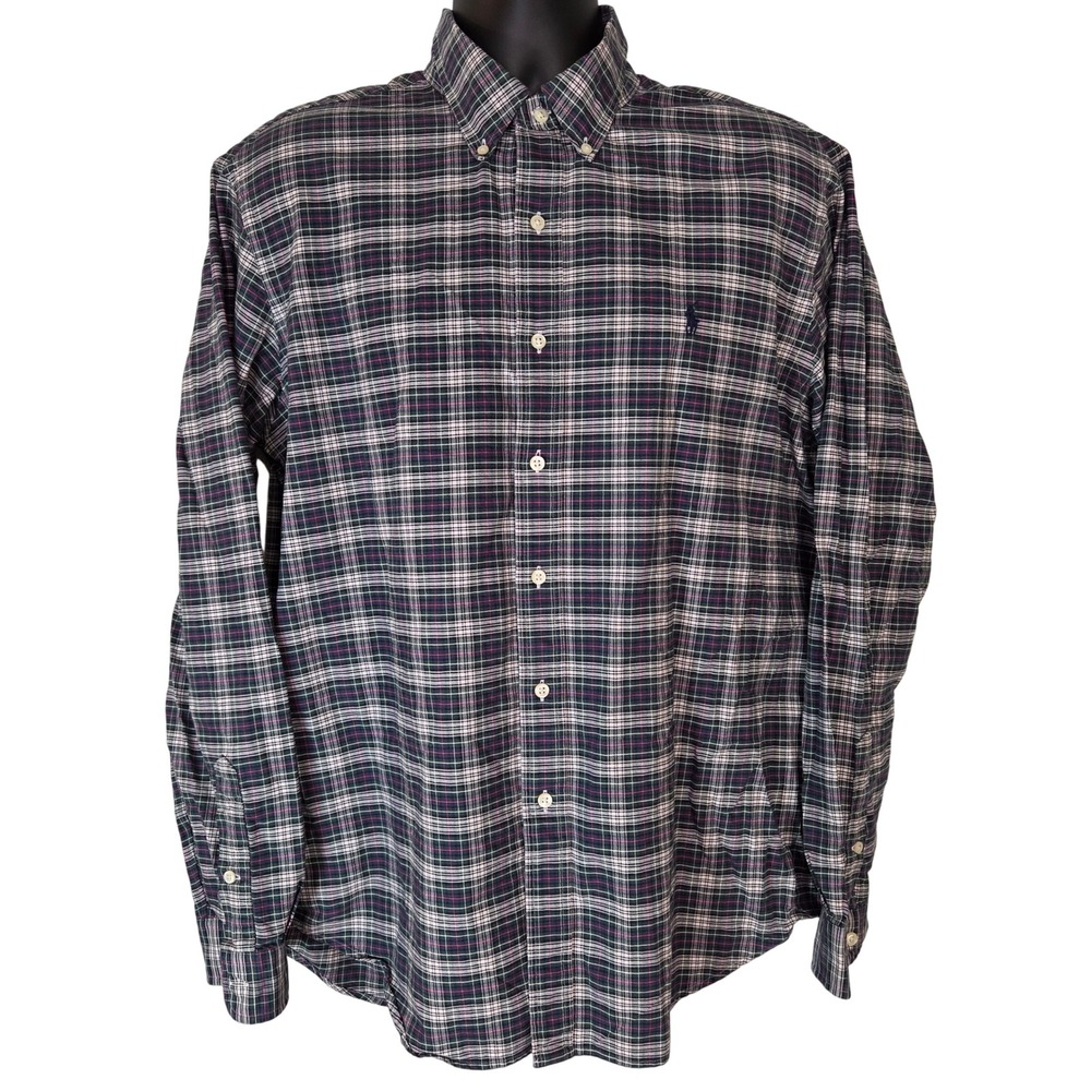 Ralph Lauren Plaid Button Down Shirt Long‎ Sleeve Cotton XL